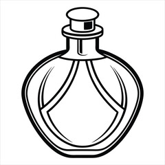 Elegant perfume bottle line art isolated on white background