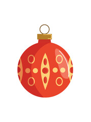 Christmas tree toy ball. Flat vector clipart, illustration with isolated background.