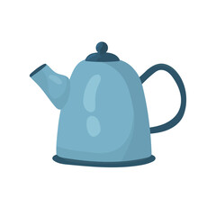 Blue teapot. Flat vector clipart, illustration with isolated background.