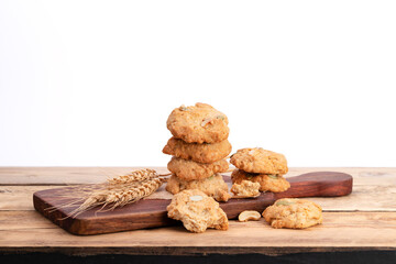 Delicious snack cookies, bakery dessert, isolated on white background.