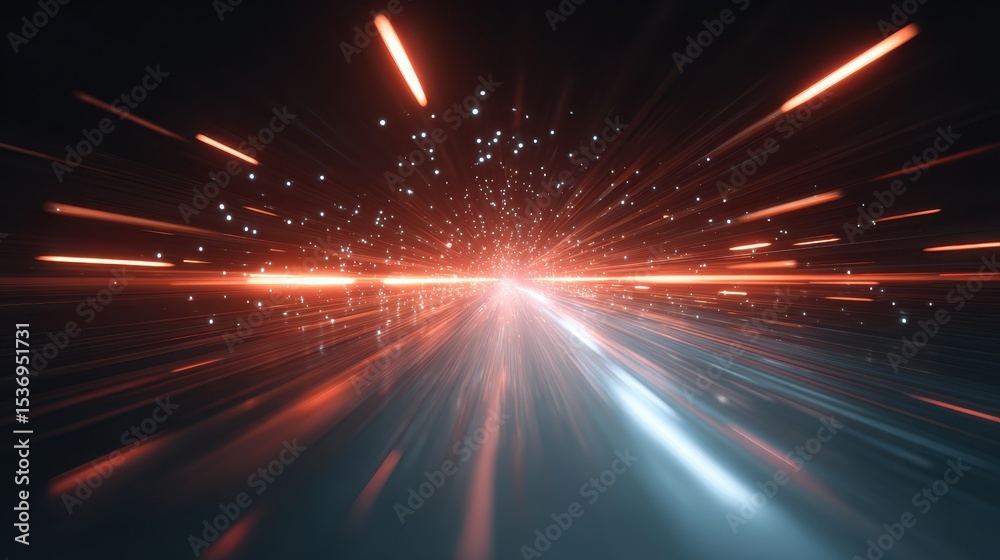 Aufkleber Dynamic light streaks create an abstract sense of speed and motion against a dark background, evoking energy and excitement.