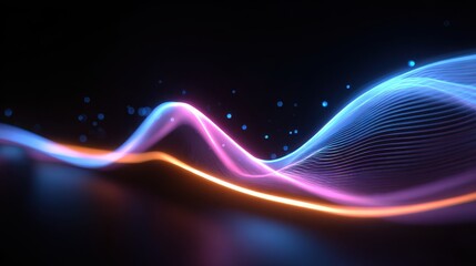 Abstract wave patterns in vibrant colors create a dynamic and energetic visual effect against a dark background.