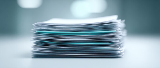 Stack of neatly organized documents on desk, symbolizing efficiency