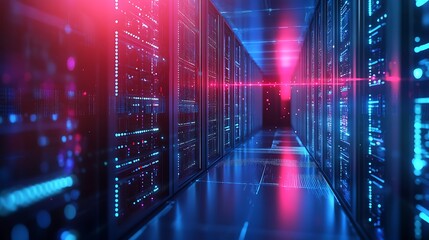 Server room data center. Network and internet concept.