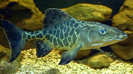 Fototapeta premium Stunning Spotted Fish Underwater Aquarium Scene