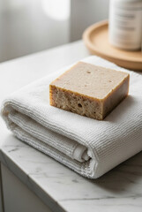 Spa Vibes with Clean Towel and Handmade Soap