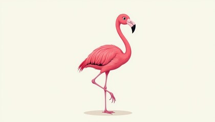 Fototapeta premium Elegant pink flamingo, a study of grace and beauty on pristine white background