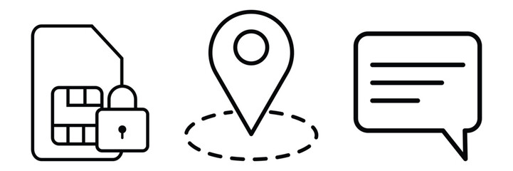 Sim protection GPS tracking secure message location privacy data lock chip encryption pin confidential network access mobile identity safety