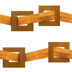 Seamless isolated photo of light brown leather braided straps wavy straps.