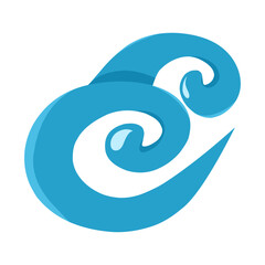 Stylized water wave logo, rolling water as ocean symbolic.