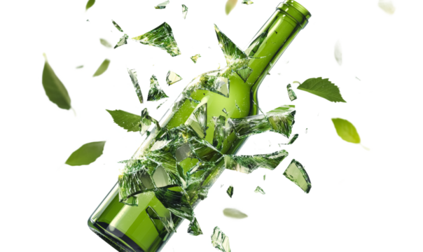 Shattered Green Wine Bottle Explosion