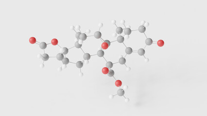 eplerenone molecule 3d, molecular structure, ball and stick model, structural chemical formula aldosterone antagonist