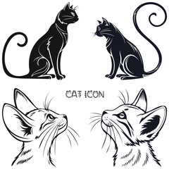 Elegant Black and White Cat Silhouettes for Design