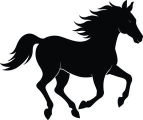 Obraz premium Running Horse Silhouette . Elegant Galloping Horse Vector