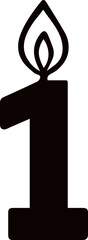 Birthday Candle number 1 svg png