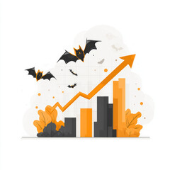 Growth trends illustrated with bats and autumn leaves in a spooky theme during Halloween season