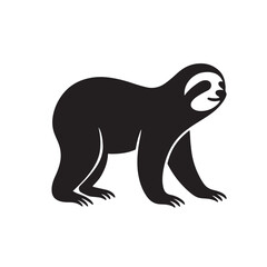 Obraz premium Black Silhouette of a Standing Sloth with Gentle Expression