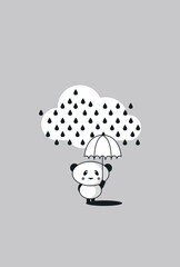beautiful panda holding an umbrella in the rain © imad