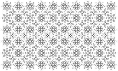 abstract pattern flower background vector with line art style and seamless repeat on white background. can be used for background or nature theme design elements