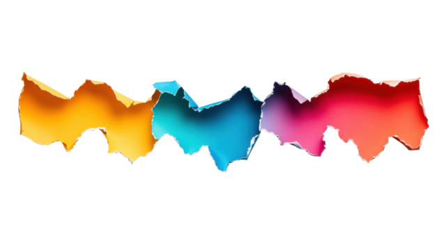 Torn Colorful Paper on Transparent Background