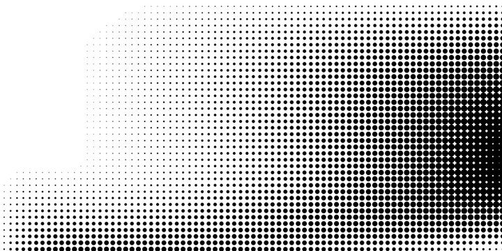 Dotted halftone gradient texture. Fading polka dot background. Repeated dots gradation pattern. Black vanishing comic pop art overlay backdrop. Halftone raster effect wallpaper. Vector