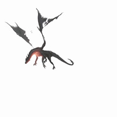 Obraz premium Fiery Shadow Dragon in Flight - Fantasy Creature Art