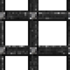 Isolated seamless 4k texture illustraion of pixel art leather studded mesh grid on white background.