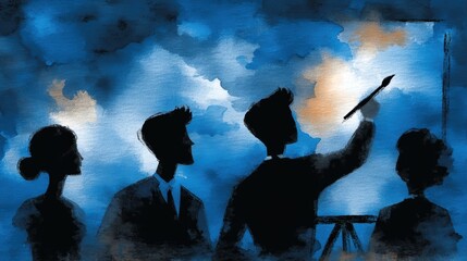 Expressive painting of a diverse group, colorful celebration of human connection and dynamic interaction