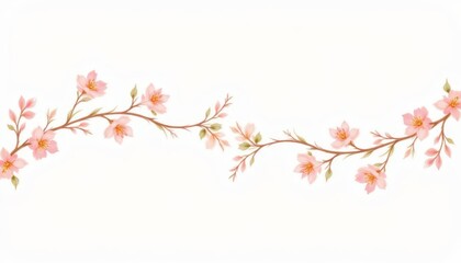 Fototapeta premium Delicate pink blossom on branch, a stunning floral display against pristine white background
