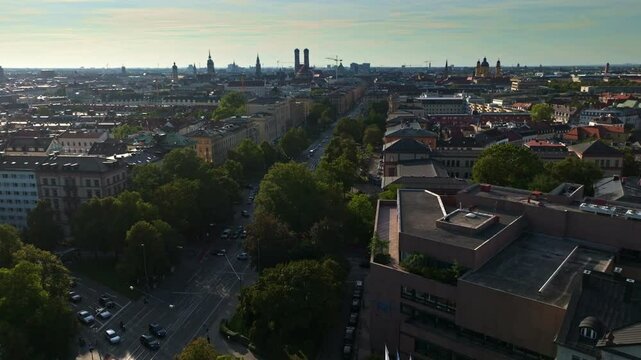Aerial view o the Maxmonument prominently at the center of Maximilianstra&szlig;e