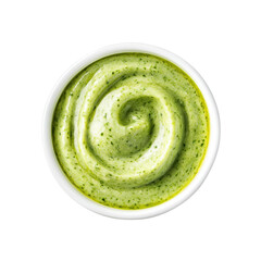 Creamy Green Herb Dip in White Bowl, Top View