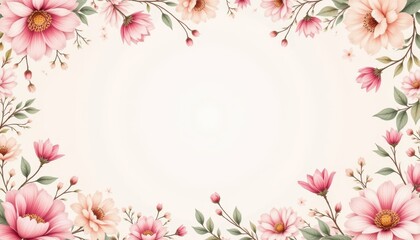 Obraz premium Elegant pink floral background with flowers and leaves for spring designs pink