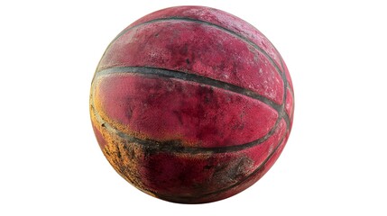 Fototapeta premium Vintage Red Worn Out Basketball Texture Isolated