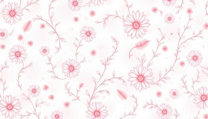 Fototapeta premium Seamless pink floral pattern on white background, a delicate and elegant design for spring