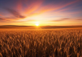 Obraz premium wheat field at sunset