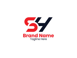 Fototapeta premium SH logo, Letter SH, SH letter logo design vector with Black and Red Colors. SH Letter Logo Design. Initial letters HS logo icon. 