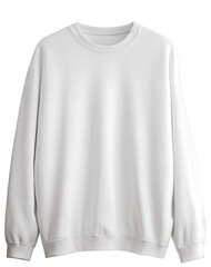 White Sweatshirt with Long Sleeves and Crew Neck Design on Transparent Background