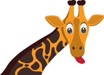 Giraffe Cartoon Illustration, Neck and Head of a Giraffe