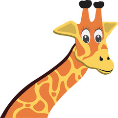 Giraffe Cartoon Illustration, Neck and Head of a Giraffe