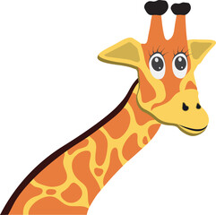 Obraz premium Giraffe Cartoon Illustration, Neck and Head of a Giraffe