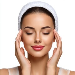 Serene Young Woman with Glowing Skin and White Headband