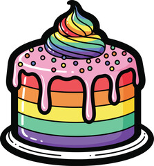 A captivating vector artwork depicting a cute, beautiful, and creatively designed pride cake