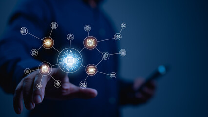 Ai Agent Finger Interacting With Digital Intelligence In Metaverse, Highlighting Tech's Deep Threat Secure Storage On Boards Network