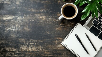 Workspace with coffee and laptop