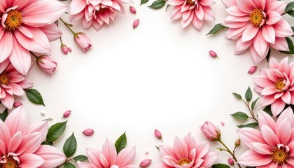 Elegant pink flowers on a pristine white background, stunning floral display pink