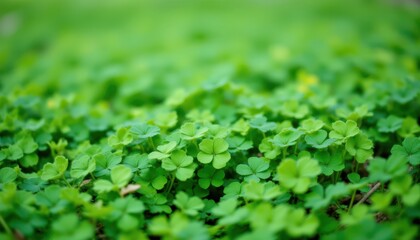 Fototapeta premium Closeup of vibrant green clover leaves, a detailed view of nature's beauty closeup