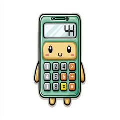 Smiling Green Cartoon Calculator Pixel Art Illustration