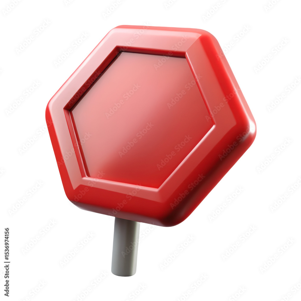 Poster red hexagonal stop sign 3d rendering icon isolated on a transparent background image