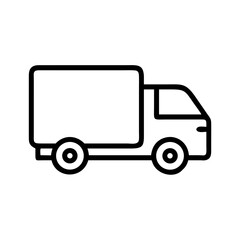 Fototapeta premium Minimalist black outline vector icon of a delivery truck, symbolizing shipping, logistics, and transportation services in a clean and simple design