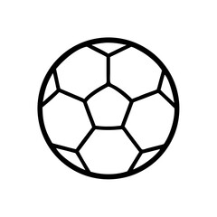 Fototapeta premium Minimalist black outline vector icon of a classic soccer ball, symbolizing sports, teamwork, and competition in a clean and simple design